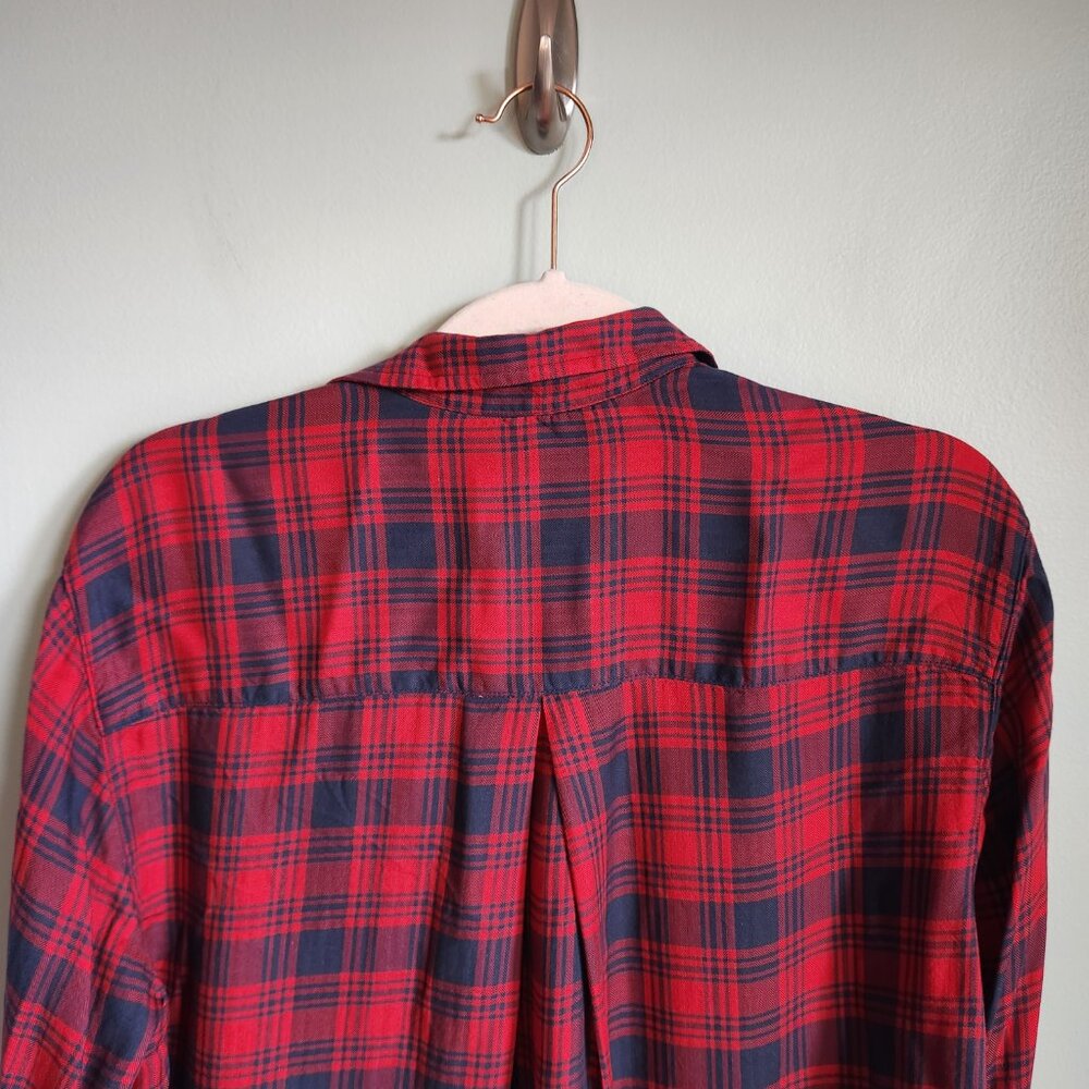 Grayson Shirt Women's Large Blue Red Plaid 4 The Hero Button Front Shirt - Picture 10 of 11